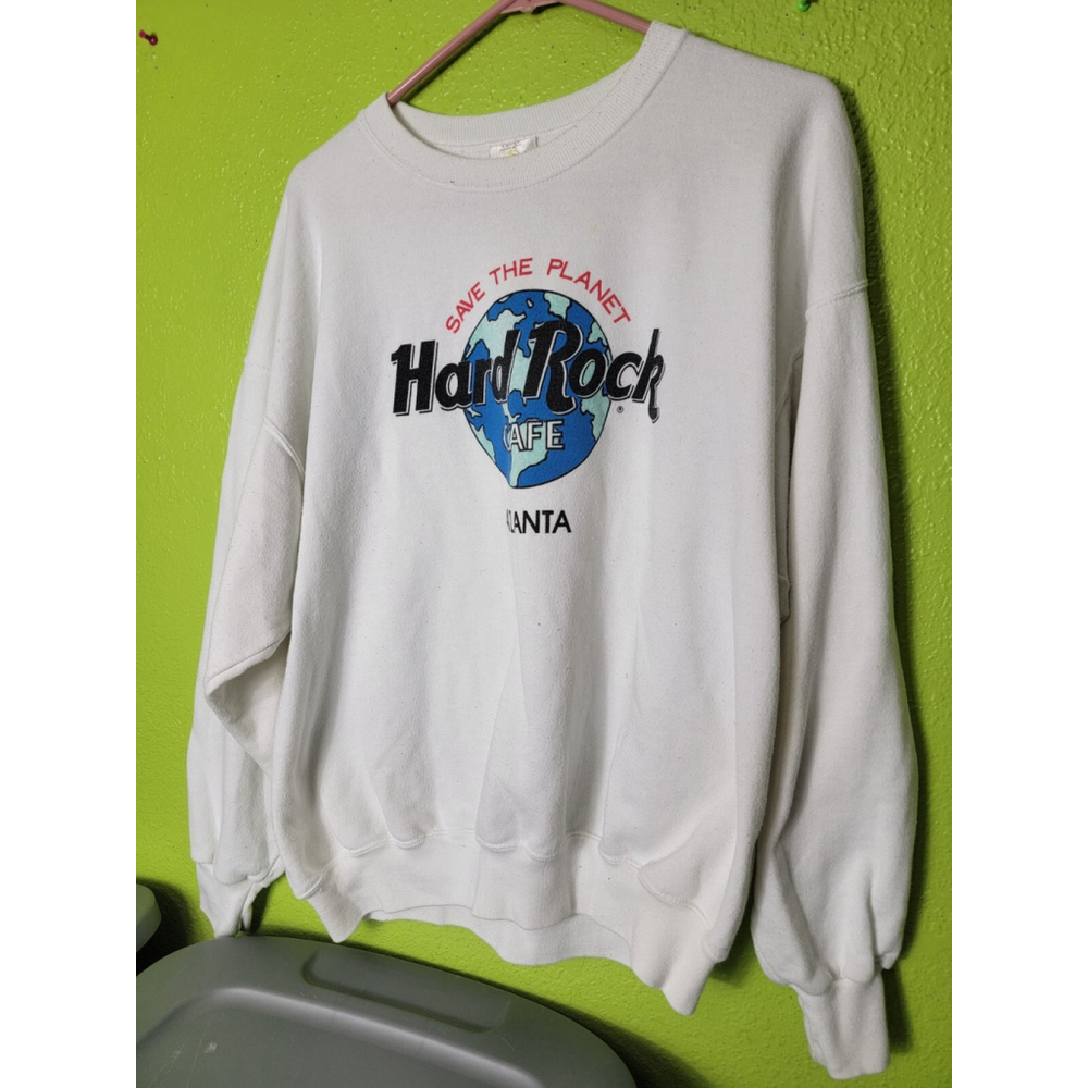 VINTAGE Hard Rock Cafe Sweatshirt Save the Planet Atlanta Pullover Made In USA
